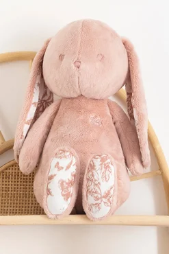 Augustin le Lapin Imprimé inspiration Toile de Jouy rose 25cm