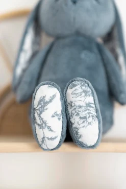 Augustin le Lapin Imprimé inspiration Toile de Jouy bleu 25cm