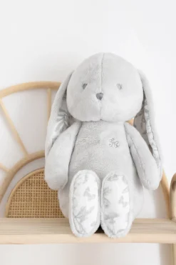 Augustin le Lapin Imprimé inspiration Toile de Jouy gris 25cm