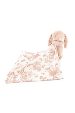Augustin le Lapin Doudou imprimé inspiration Toile de Jouy rose
