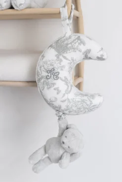 Augustin le Lapin musical Imprimé inspiration Toile de Jouy gris