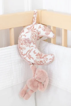 Augustin le Lapin musical Imprimé inspiration Toile de Jouy rose