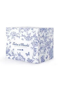 Augustin le Lapin musical Imprimé inspiration Toile de Jouy bleu