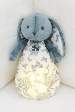 Augustin le Lapin veilleuse musicale Imprimé Toile de Jouy bleu