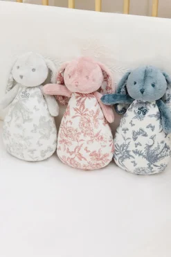 Augustin le Lapin veilleuse musicale Imprimé Toile de Jouy bleu