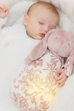 Augustin le Lapin veilleuse musicale Imprimé Toile de Jouy rose