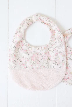 Bavoir Rose pâle imprimé fleuri jardin hivernal T2