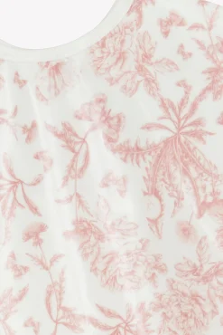 Bavoir à manches toile enduite Imprimé inspiration Toile de Jouy rose