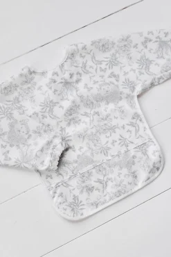 Bavoir à manches toile enduite Imprimé inspiration Toile de Jouy gris