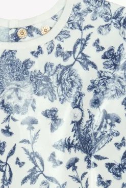 Bavoir à manches toile enduite Imprimé inspiration Toile de Jouy bleu