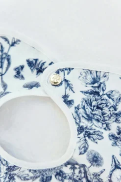 Bavoir toile enduite Imprimé inspiration Toile de Jouy bleu