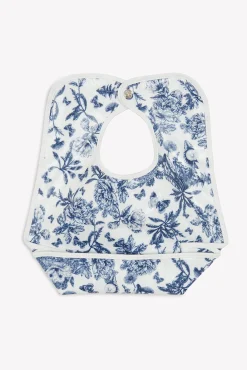 Bavoir toile enduite Imprimé inspiration Toile de Jouy bleu