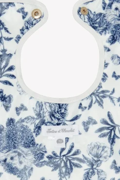 Bavoir toile enduite Imprimé inspiration Toile de Jouy bleu