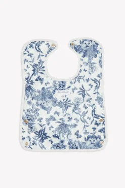 Bavoir toile enduite Imprimé inspiration Toile de Jouy bleu