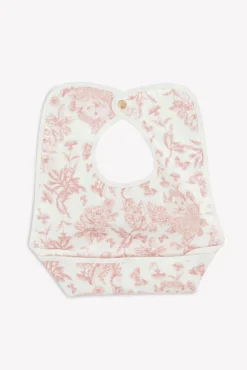 Bavoir toile enduite Imprimé inspiration Toile de Jouy rose