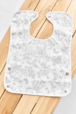 Bavoir toile enduite Imprimé inspiration Toile de Jouy gris