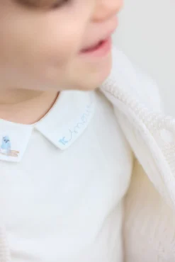 Body Bleu glacier broderie snow