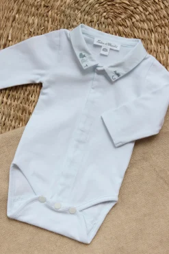 Body Bleu ciel broderie lapin