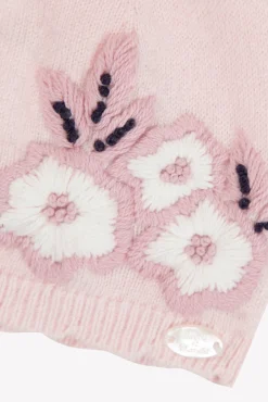 Bonnet Rose pâle broderie fleurs