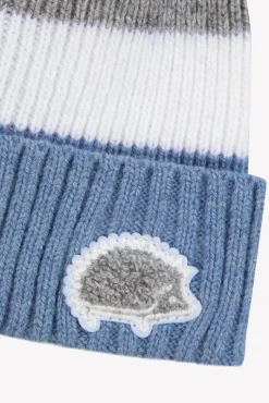 Bonnet Bleu grisé pompon