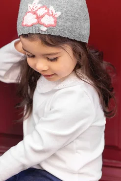 Bonnet Gris broderie fleurs