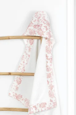 Cape de bain Imprimé inspiration Toile de Jouy rose