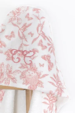 Cape de bain Imprimé inspiration Toile de Jouy rose