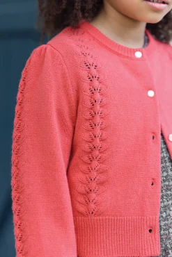 Cardigan Praline en laine ajourée