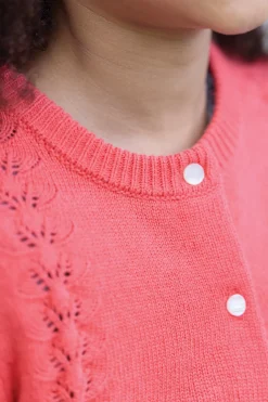 Cardigan Praline en laine ajourée