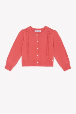 Cardigan Praline en laine ajourée