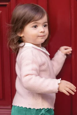 Cardigan Rose pâle 100% cachemire