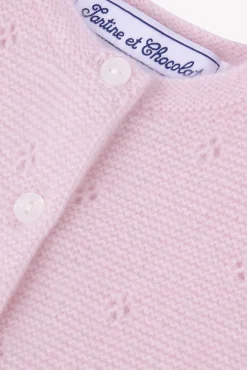 Cardigan Rose pâle 100% cachemire