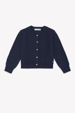 Cardigan Marine en laine ajourée