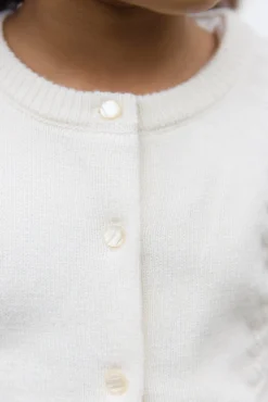 Cardigan Ecru en laine ajourée