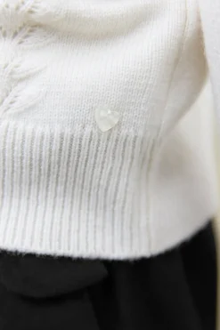 Cardigan Ecru en laine ajourée