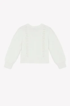 Cardigan Ecru en laine ajourée