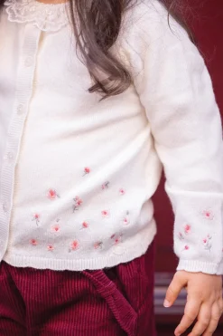 Cardigan Ecru broderie praline