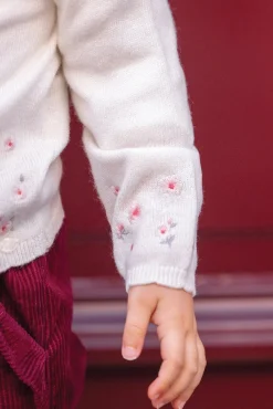 Cardigan Ecru broderie praline