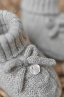 Chaussons Gris chiné nœud