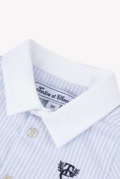 Chemise Bleu ciel monogramme TC