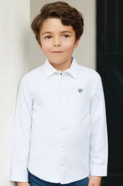 Chemise Bleu ciel rayures avec boutons apparents