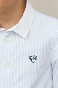 Chemise Bleu ciel rayures avec boutons apparents