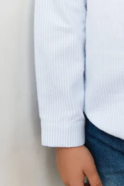 Chemise Bleu ciel rayures avec boutons apparents