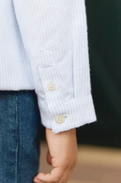Chemise Bleu ciel rayures avec boutons apparents