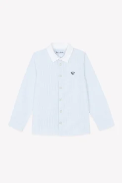 Chemise Bleu ciel rayures avec boutons apparents