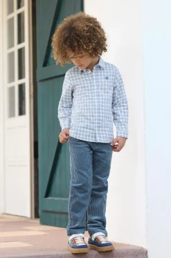 Chemise Bleu grisé à carreaux