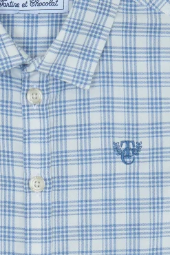 Chemise Bleu grisé à carreaux