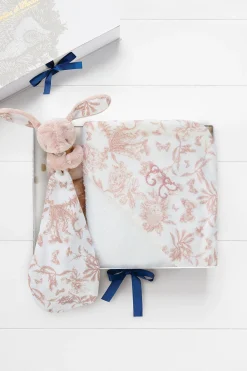 Coffret Naissance Mon premier bain Toile de Jouy rose