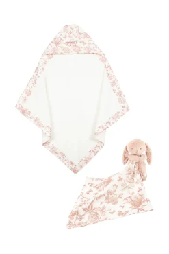 Coffret Naissance Mon premier bain Toile de Jouy rose