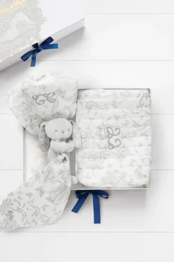 Coffret Naissance Mes essentiels Toile de Jouy gris